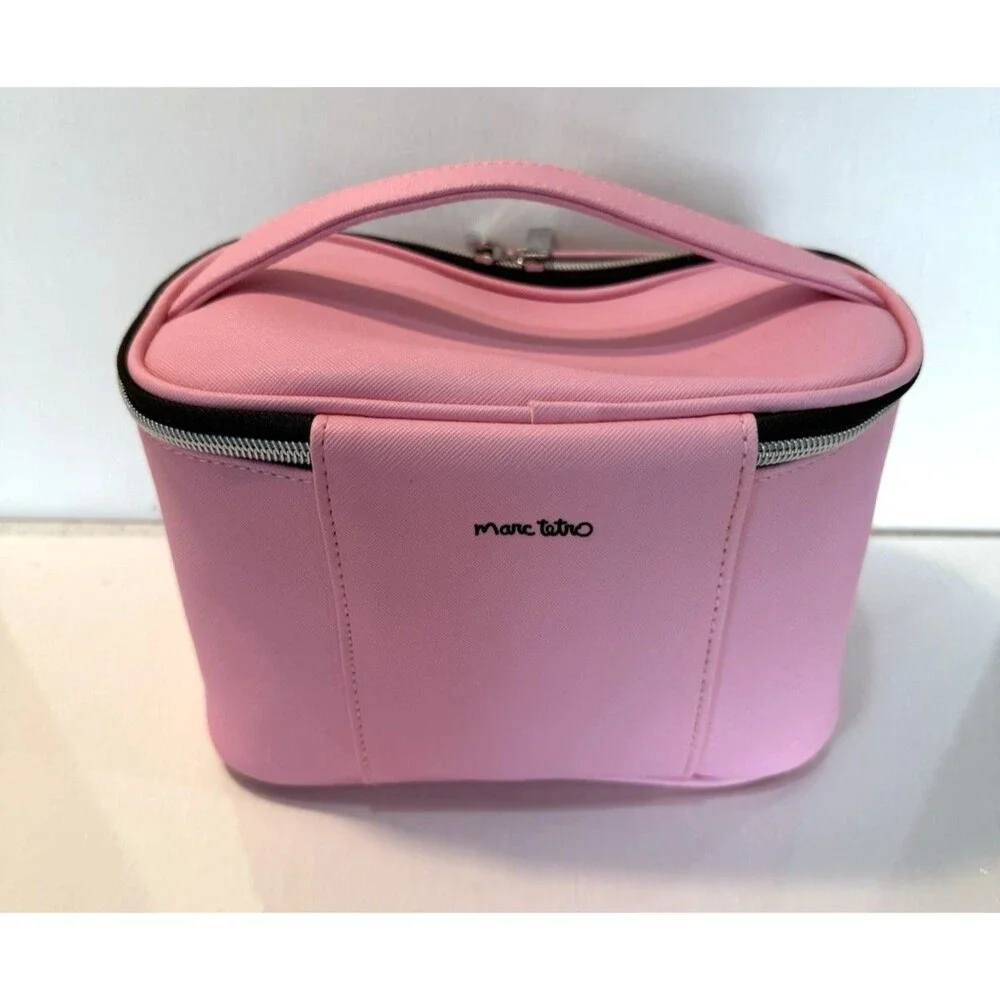 Marc Tetro Black Cat Cosmetic Makeup Bag Pink Retro Travel Zippered Kitten